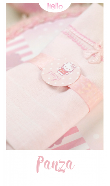 Trusou de botez personalizat brodat cu Hello Kitty pentru fete, Kitty Sugar  3